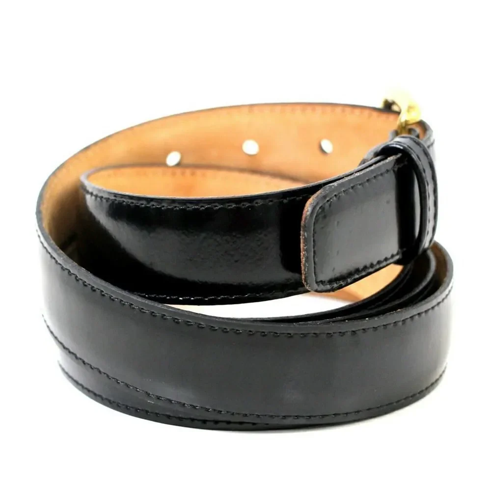 USA STITCHED BLACK GENUINE LEATHER 1 1/8